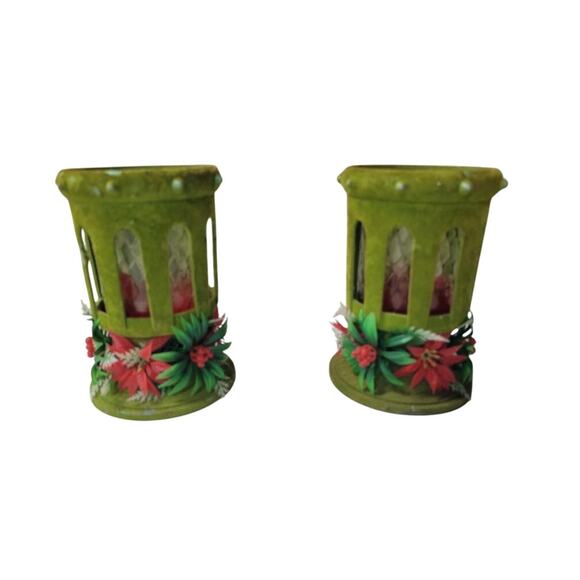 Vintage Mid-Century Christmas Candle Holders & Floral Centerpiece Lot - Picture 4 of 5